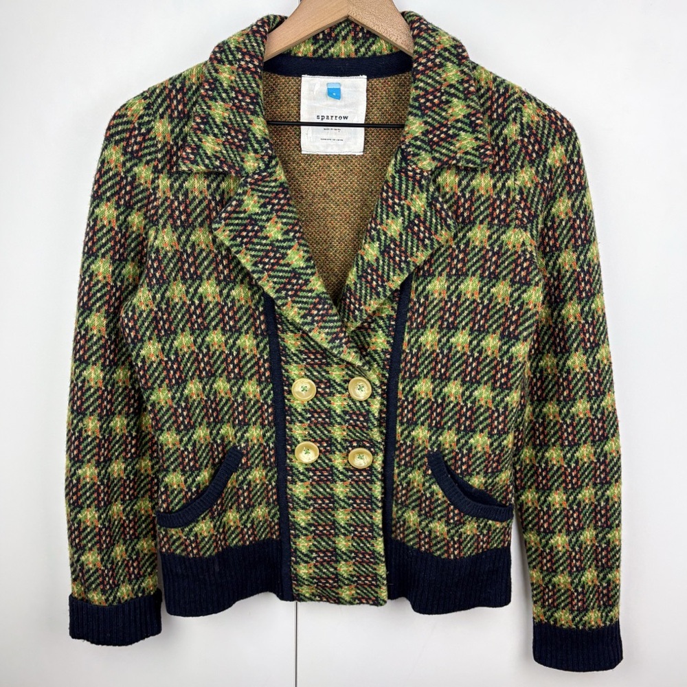 Anthropologie Sparrow 100% Lambswool Millbrook Sweater Jacket Cardigan Blazer